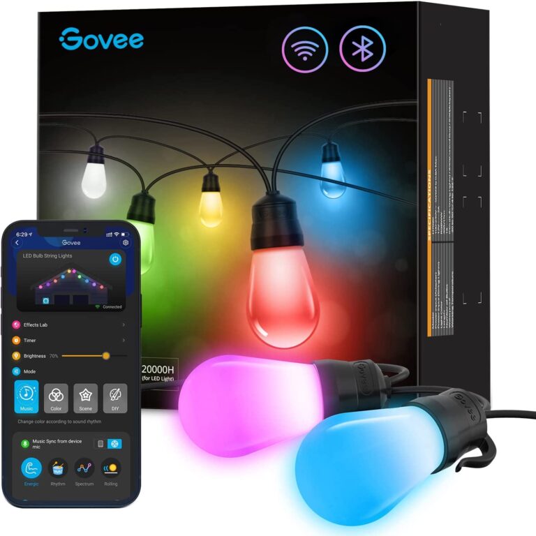 Govee Smart Outdoor String Lights, 48ft RGBIC Patio Lights with 15 ...