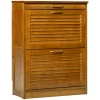 HOMCOM 837-268V00BN 3-Drawer Shoe Cabinet, Bamboo Shoe Storage Cabinet