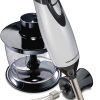 Hamilton Beach 59765 Immersion Hand Blender with Blending Wand, Whisk and 3-Cup Food Chopping Bowl, 3-Piece, Silver and Stainless Steel