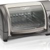 Hamilton Beach Easy Reach 4-Slice Countertop Toaster Oven With Roll-Top Door, 1200 Watts, Fits 9” Pizza, 3 Cooking Functions for Bake, Broil and Toast, Silver (31344DA)