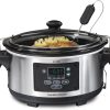 Hamilton Beach Portable 6-Quart Set & Forget Digital Programmable Slow Cooker with Lid Lock, Temperature Probe, Stainless Steel