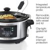 Hamilton Beach Portable 6-Quart Set & Forget Digital Programmable Slow Cooker with Lid Lock, Temperature Probe, Stainless Steel