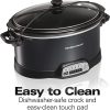 Hamilton Beach Programmable Slow Cooker with Three Temperature Settings, 7-Quart + Lid Latch Strap, Black