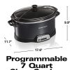Hamilton Beach Programmable Slow Cooker with Three Temperature Settings, 7-Quart + Lid Latch Strap, Black