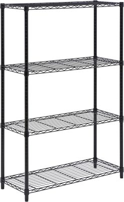 Honey-Can-Do SHF-01908 Adjustable Storage Shelving Unit, 250-Pounds Per Shelf, Black, 4-Tier, 36Lx14Wx54H