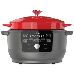 INSTANT 140-0038-01 6 qt. Red Enameled Cast Iron Precision Electric Dutch Oven Multi-Cooker with Lid