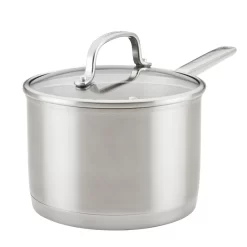 KitchenAid 71034 3-Ply Base Brushed Stainless Steel Sauce Pan/Saucepan with Lid, 3 Quart