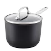 KitchenAid 80192 Hard Anodized Induction Nonstick Saucepan with Lid, 2 Quart, Matte Black