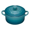 Le Creuset Stoneware Set of 4 Mini Cocottes with Cookbook, 8 oz. each, Caribbean, PG1164CB-0817