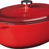 Lodge EC7OD43 7 Quart Oval Red Enameled Cast Iron Dutch Oven