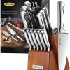 McCook MC29 Knife Sets,15 Pieces German Stainless Steel Kitchen Knife Block Sets with Built-in Sharpener