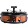 MegaChef MC-1103 Triple 4.5 Qt. Copper Slow Cooker with Glass Lids