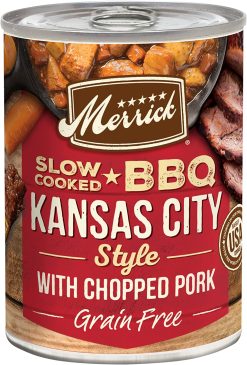 Merrick Chunky and BBQ Grain Free Canned Wet Dog Food Slow Cooked BBQ Kansas (Case of 12)