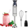 Mueller Ultra-Stick 500 Watt 9-Speed Immersion Multi-Purpose Hand Blender Heavy Duty Copper Motor Brushed 304 Stainless Steel With Whisk, Milk Frother Attachments