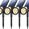 Nekteck 4 Pack Solar Lights,2-in-1 Outdoor Solar Spotlights Powered Adjustable Wall Light Landscape Lighting,Bright and Dark Sensing,Auto On/Off for Yard, Pathway, Walkway, Garden, Driveway