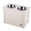 New Age Pet ecoFLEX Piedmont Pet Diner with Storage, Antique White, Large