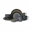 Pfaltzgraff 5237442 Monroe 16-Piece Porcelain Dinnerware Set, Service for 4, Dark Gray