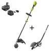 RYOBI P20110-EDG ONE+ 18V Brushless 15 in. Cordless Attachment Capable String Trimmer with Edger Attachment, 4.0 Ah Battery, and Charger