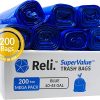 Reli. SuperValue 40-45 Gallon Recycling Bags (200 Count, Bulk) Blue Trash Bags for Recycling, Made in USA (40 Gallon - 42 Gallon - 45 Gallon Trash Bags) Large Garbage BagsCan Liners 40-45 Gal, Blue