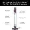 Shark HV322 Rocket Pet Plus Corded Stick Vacuum with LED Headlights, XL Dust Cup, Lightweight, Perfect for Pet Hair Pickup, Converts to a Hand Vacuum, with (2) Pet Attachments, Bordeaux Silver