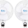 Simple Deluxe Adjustable Tilt, Quiet Operation Household Wall Mount Fans Oscillating, 2 Pack, White