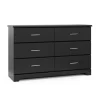 Storkcraft 03666-10B Brookside 6-Drawer Black Dresser 33.43 in. H x 53.35 in. W x 16.73 in. D