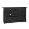 Storkcraft 03666-30B Crescent 6-Drawer Black Dresser 33.5 in. H x 53.4 in. W x 16.8 in. D