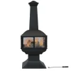 Sunnydaze Decor  57-in H x 22-in D x 22-in W Black Steel Chiminea (KF-607)