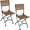 Sunnydaze Decor DMR-745 2 Black Metal Frame Stationary Dining Chair(s) with Brown Slat Seat