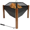 Sunnydaze Decor KF-577 31.5-in W Black Steel Wood-Burning Fire Pit