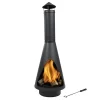 Sunnydaze Decor KF-614 56-in H x 19-in D x 19-in W Black Steel Chiminea