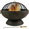 Sunnydaze Decor NB-FFP30 30-in W Bronze Steel Wood-Burning Fire Pit