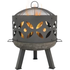 Sunnydaze Decor RCM-LG561N 26.5-in W Gray Cast Iron Wood-Burning Fire Pit