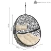 Sunnydaze Decor TF-597 Rattan Black Metal Frame Hanging Conversation Chair(s) with Off-white Cushioned Seat