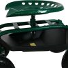 Sunnydaze Garden Cart Rolling Scooter with Extendable Steer Handle, Swivel Seat & Utility Tool Tray, Green