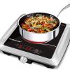 Techwood Hot Plate Electric Stove Single Burner Countertop Infrared Ceramic Cooktop, 1500W Timer and Touch Control, Portable Compatible All Cookware, Ceramic Glass & Stainless Steel Easy to Clean