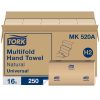 Tork Multifold Hand Towel Natural H2, Universal, 100% Recycled Fibers, 16 x 250 Sheets, MK520A