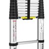 Yvan ‎TL-S180001 Telescoping Ladder,12.5 FT One Button Retraction Aluminum Telescopic Extension Extendable Ladder,Slow Down Design Multi-Purpose Ladder for Household Daily or Hobbies,250 Lb Capacity