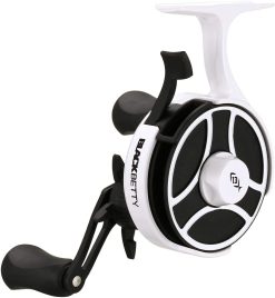 13 Fishing Black Betty FreeFall Ghost Window Inline Ice Fishing Reel, White (Right Hand Retrieve)