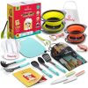 Baketivity Kids Cooking Sets Real Utensils With Kitchen Tool Guide - Complete Junior Cooking Set Gift For Girls & Boys With Mixing Bowls, Cutting Board, Knife, Apron - Kids Baking Set For Real Cooking