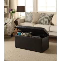Better Homes & Gardens 30-inch Hinged Storage Ottoman, Brown
