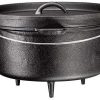 Bruntmor, 3 Legged Pre-Seasoned Cast Iron Camping Flanged lid Deep Dutch Oven, 6 Quart w Metal Bail Handle