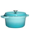 Bruntmor Enameled Cast Iron Dutch Oven Casserole Dish 6.5 Quart Large Loop, 16.45 lbs W, Round (Turquoise)