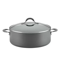 Circulon 83908 Radiance 7.5 qt. Hard-Anodized Aluminum Nonstick Stock Pot in Gray with Glass Lid