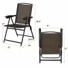 Costway OP3687 Brown Metal Patio Sling Folding Chair with Adjustable Back (Set of 4)