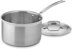 Cuisinart MCP194-20N Multiclad Pro Triple Ply Stainless Cookware 4-Quart Skillet, Saucepan w/Cover