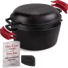 Cuisinel Cast Iron Pot with Lid 2-in-1 Multi Cooker Pre-Seasoned Dutch Oven 7 Quarts