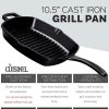 Cuisinel Cast Iron Square Grill Pan with Glass Lid - 10.5 Inch Pre-Seasoned Skillet with Handle Cover and Pan Scraper - Grill, Stovetop, Induction Safe - Indoor and Outdoor Use - for Grilling, Frying, Sauteing