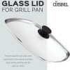 Cuisinel Cast Iron Square Grill Pan with Glass Lid - 10.5 Inch Pre-Seasoned Skillet with Handle Cover and Pan Scraper - Grill, Stovetop, Induction Safe - Indoor and Outdoor Use - for Grilling, Frying, Sauteing