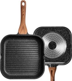 ESLITE LIFE 11 Inch Nonstick Grill Pan for Stove Tops Induction Compatible, PFOA & PTFEs Free